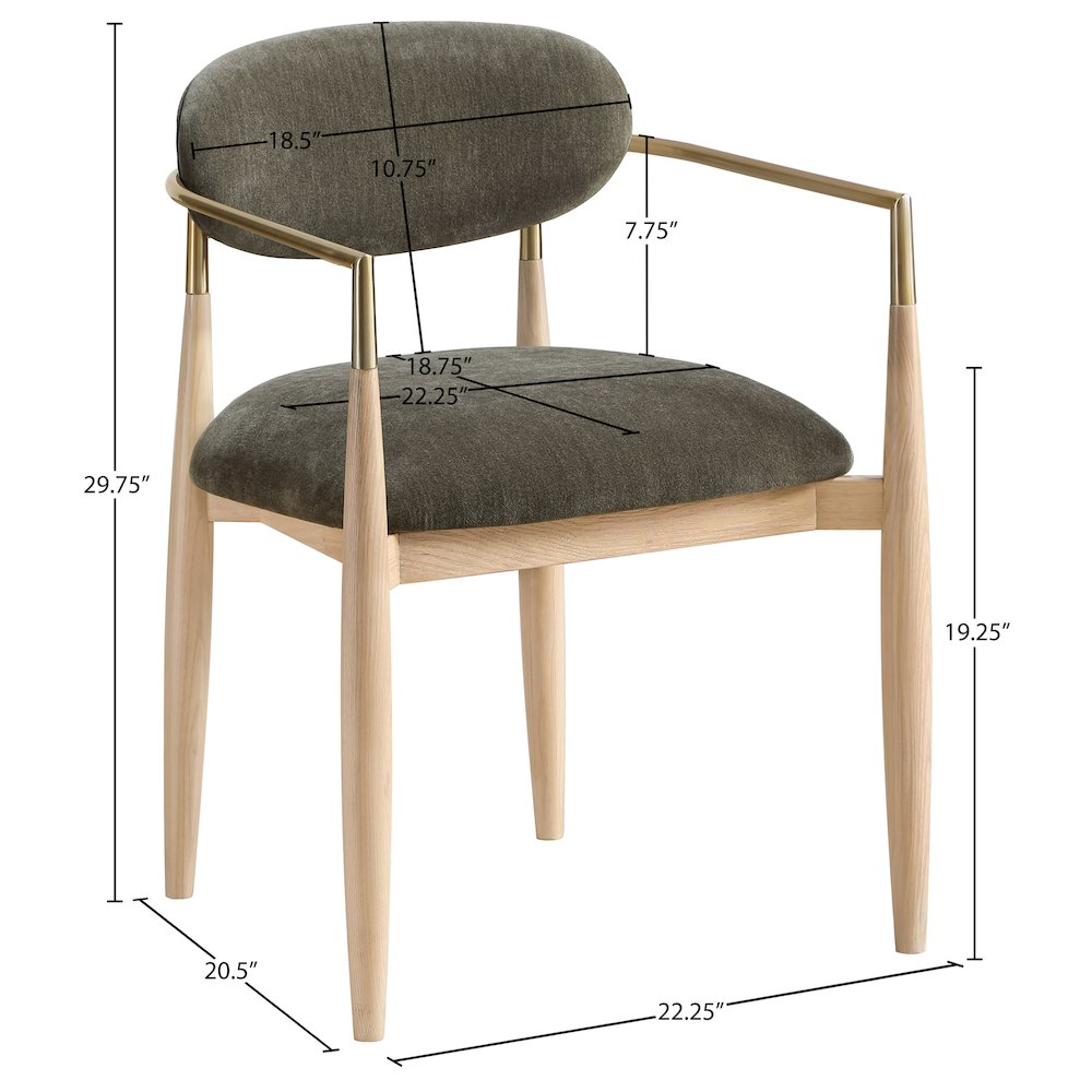 Riccio Brown Performance Fabric Upholstered Dining Arm Chair, Set of 2