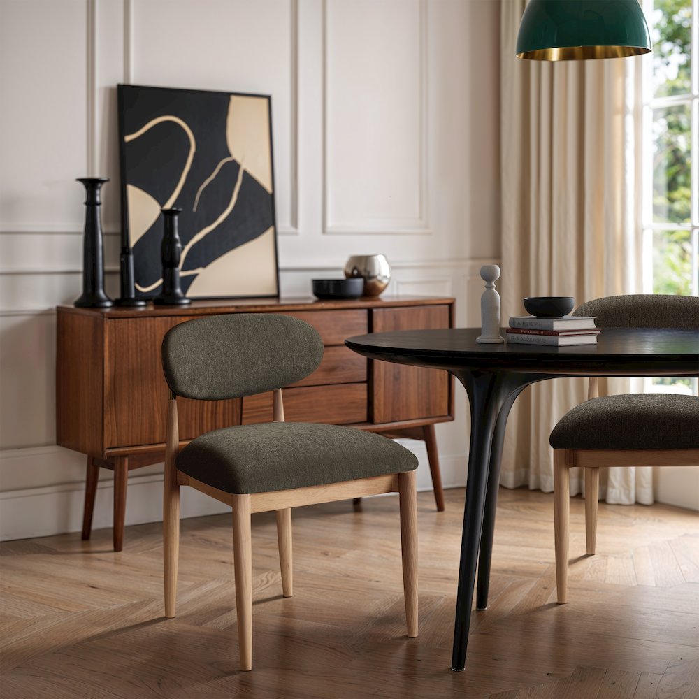 Riccio Brown Performance Fabric Upholstered Dining Side Chair, Set of 2