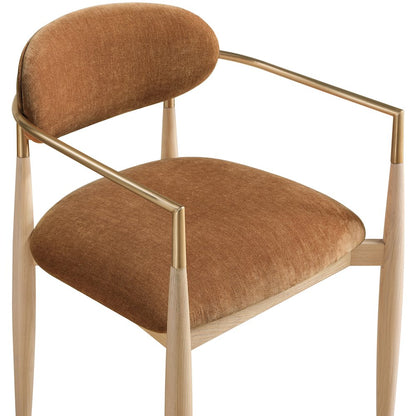 Riccio Cognac Performance Fabric Upholstered Dining Arm Chair, Set of 2