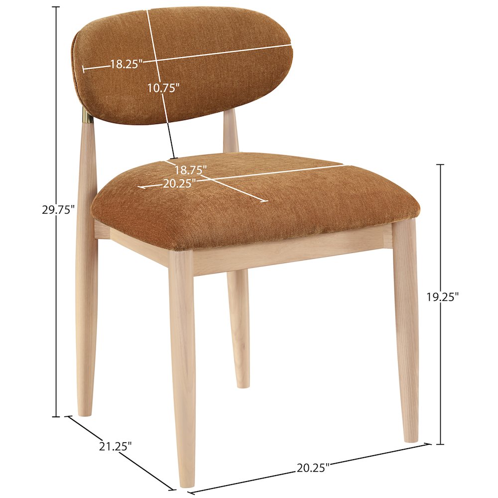 Riccio Cognac Performance Fabric Upholstered Dining Side Chair, Set of 2