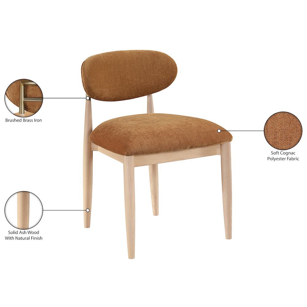 Riccio Cognac Performance Fabric Upholstered Dining Side Chair, Set of 2