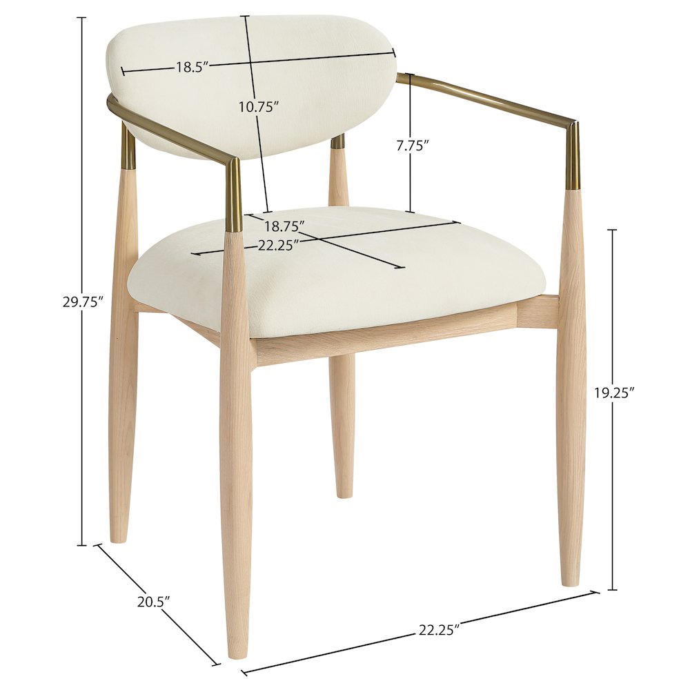 Riccio Cream Performance Fabric Upholstered Dining Arm Chair, Set of 2