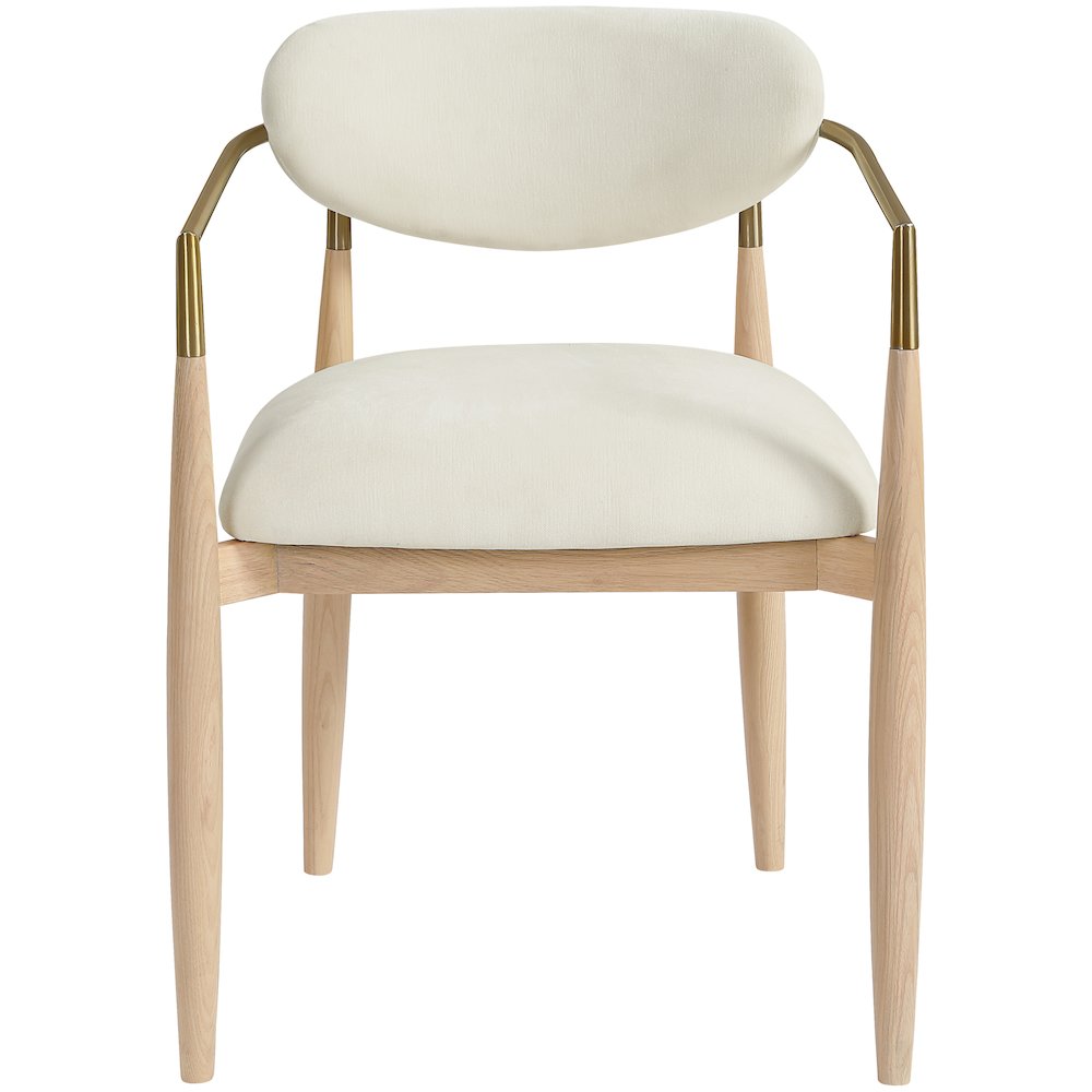 Riccio Cream Performance Fabric Upholstered Dining Arm Chair, Set of 2