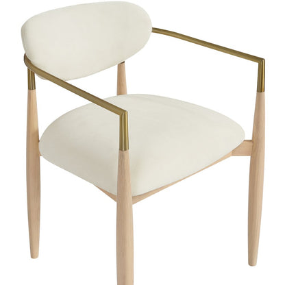 Riccio Cream Performance Fabric Upholstered Dining Arm Chair, Set of 2