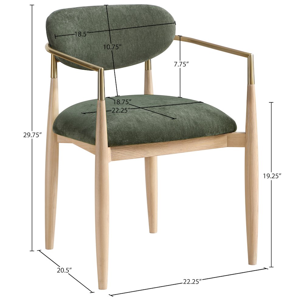 Riccio Olive Performance Fabric Upholstered Dining Arm Chair, Set of 2