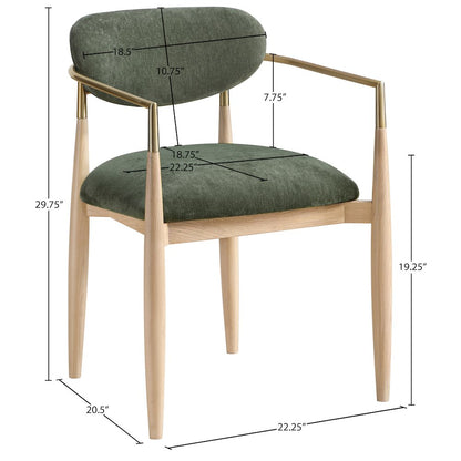 Riccio Olive Performance Fabric Upholstered Dining Arm Chair, Set of 2