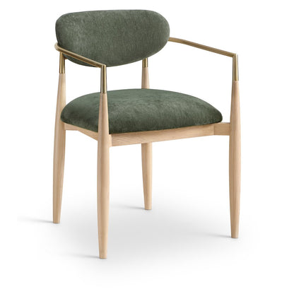 Riccio Olive Performance Fabric Upholstered Dining Arm Chair, Set of 2