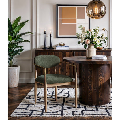 Riccio Olive Performance Fabric Upholstered Dining Arm Chair, Set of 2