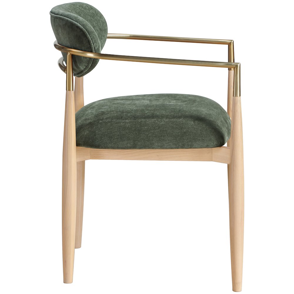 Riccio Olive Performance Fabric Upholstered Dining Arm Chair, Set of 2