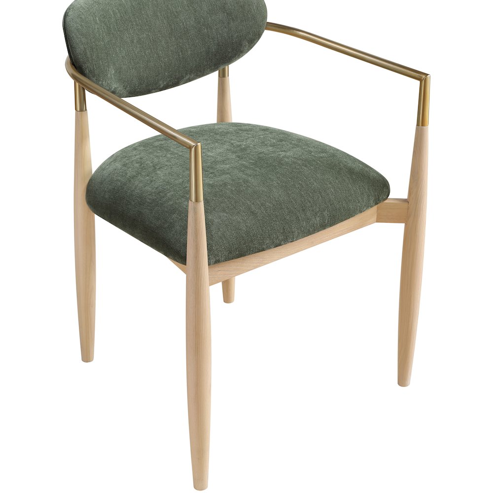 Riccio Olive Performance Fabric Upholstered Dining Arm Chair, Set of 2