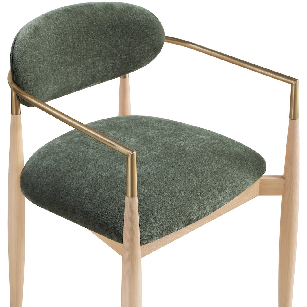 Riccio Olive Performance Fabric Upholstered Dining Arm Chair, Set of 2