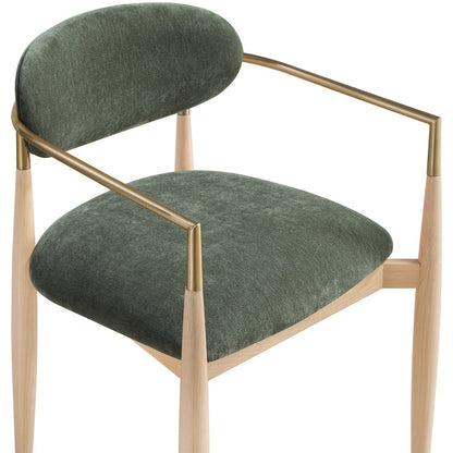 Riccio Olive Performance Fabric Upholstered Dining Arm Chair, Set of 2