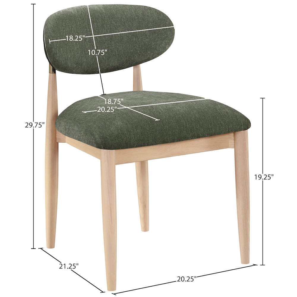Riccio Olive Performance Fabric Upholstered Dining Side Chair, Set of 2