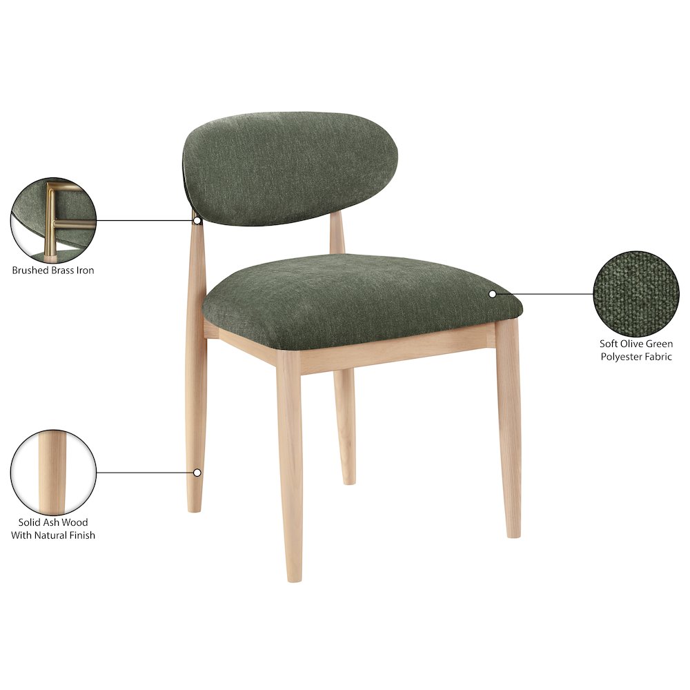 Riccio Olive Performance Fabric Upholstered Dining Side Chair, Set of 2