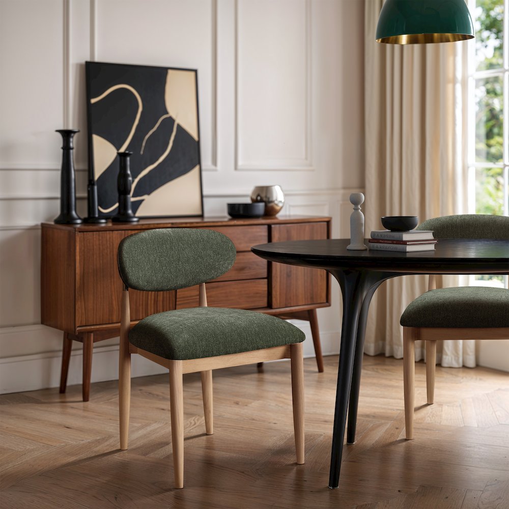 Riccio Olive Performance Fabric Upholstered Dining Side Chair, Set of 2