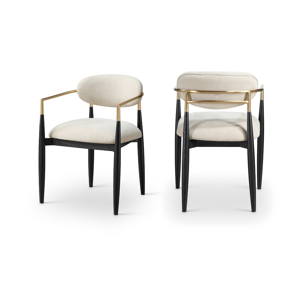Riccio Beige Performance Fabric Upholstered Dining Arm Chair, Set of 2