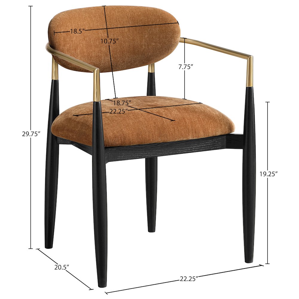 Riccio Cognac Performance Fabric Upholstered Dining Arm Chair, Set of 2