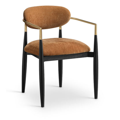 Riccio Cognac Performance Fabric Upholstered Dining Arm Chair, Set of 2