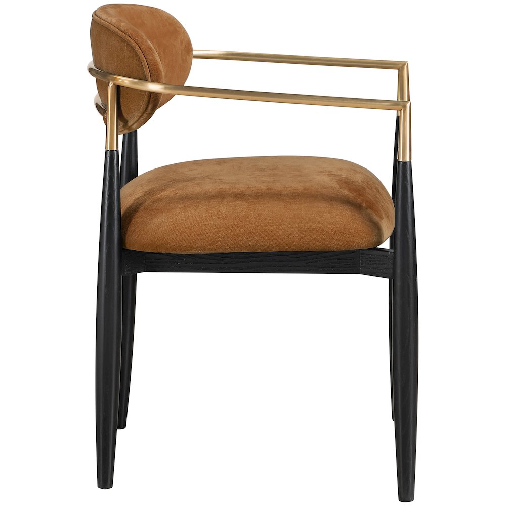 Riccio Cognac Performance Fabric Upholstered Dining Arm Chair, Set of 2