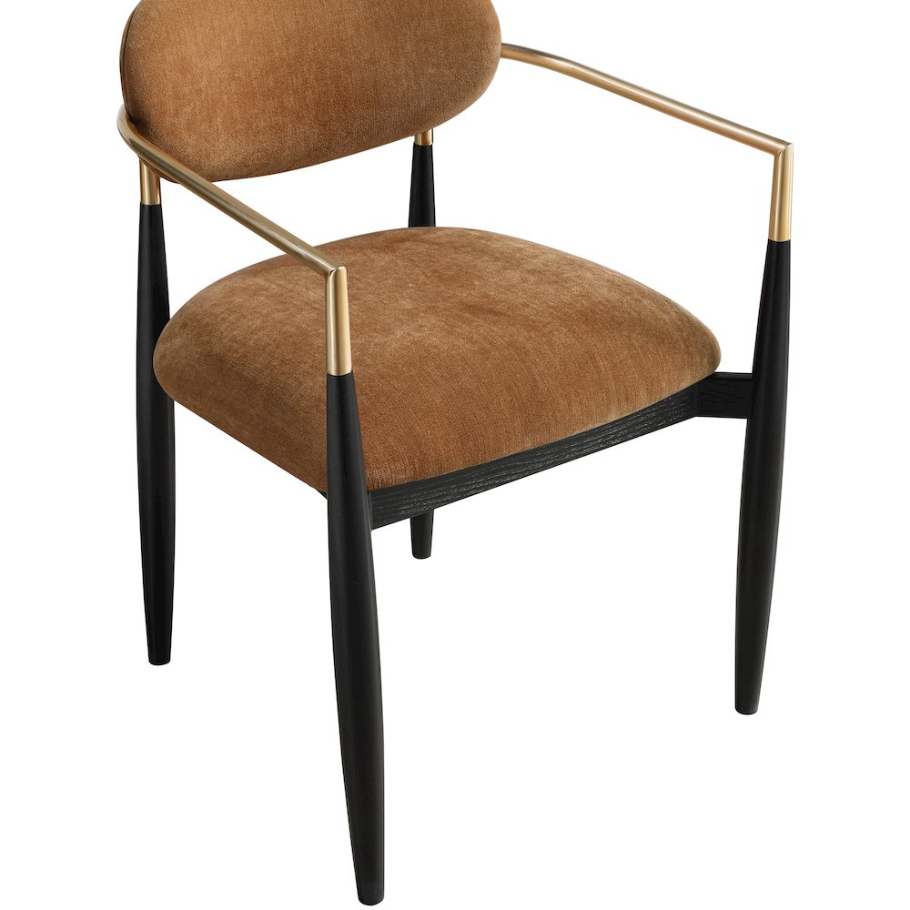 Riccio Cognac Performance Fabric Upholstered Dining Arm Chair, Set of 2
