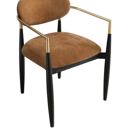 Riccio Cognac Performance Fabric Upholstered Dining Arm Chair, Set of 2