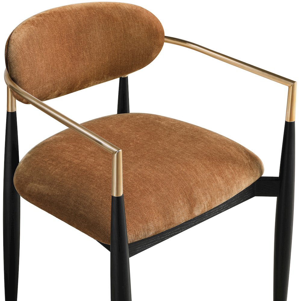 Riccio Cognac Performance Fabric Upholstered Dining Arm Chair, Set of 2
