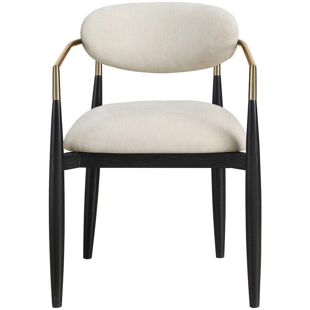 Riccio Cream Performance Fabric Upholstered Dining Arm Chair, Set of 2