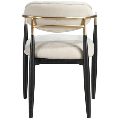 Riccio Cream Performance Fabric Upholstered Dining Arm Chair, Set of 2