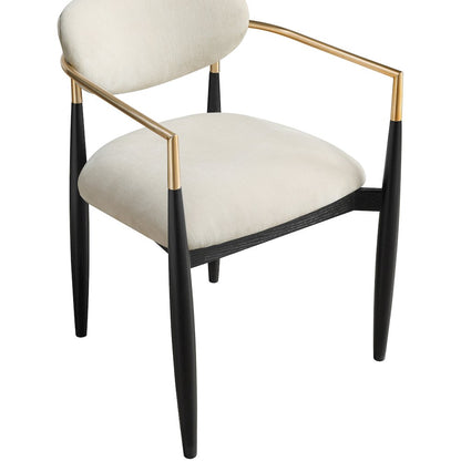 Riccio Cream Performance Fabric Upholstered Dining Arm Chair, Set of 2