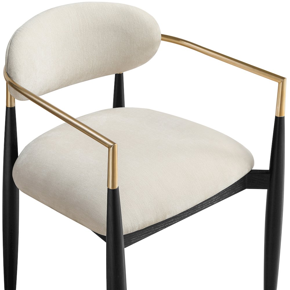 Riccio Cream Performance Fabric Upholstered Dining Arm Chair, Set of 2