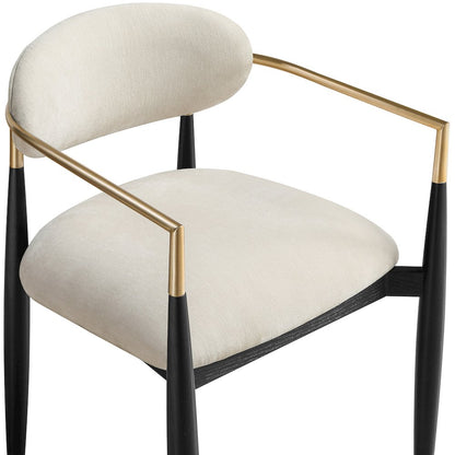 Riccio Cream Performance Fabric Upholstered Dining Arm Chair, Set of 2