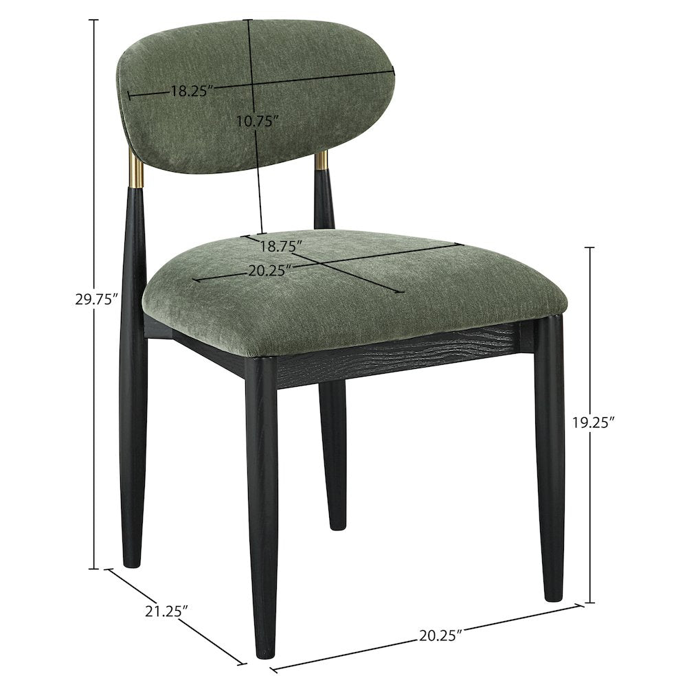 Riccio Olive Performance Fabric Upholstered Dining Side Chair, Set of 2