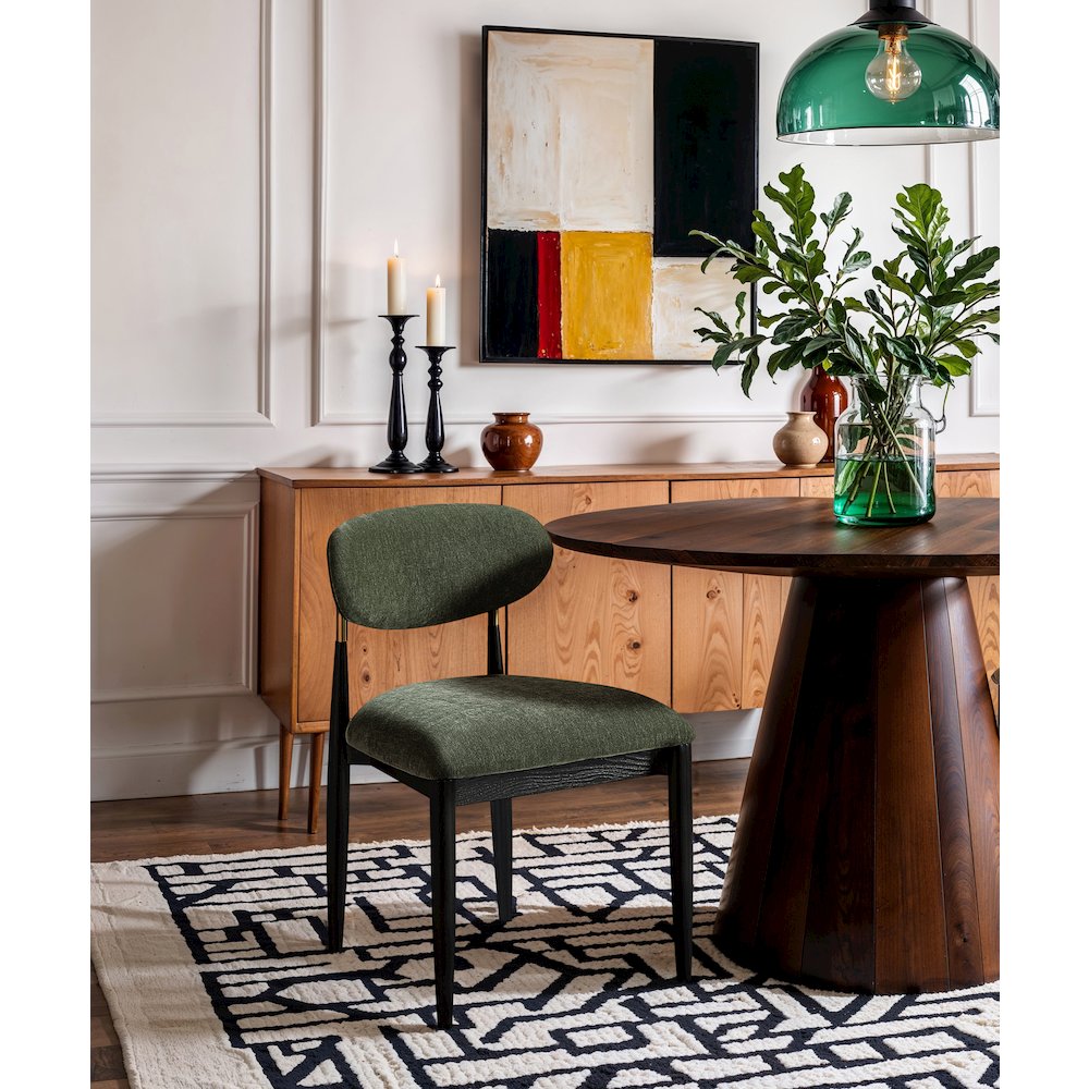 Riccio Olive Performance Fabric Upholstered Dining Side Chair, Set of 2