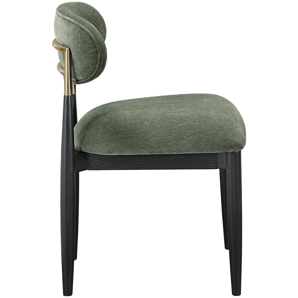 Riccio Olive Performance Fabric Upholstered Dining Side Chair, Set of 2