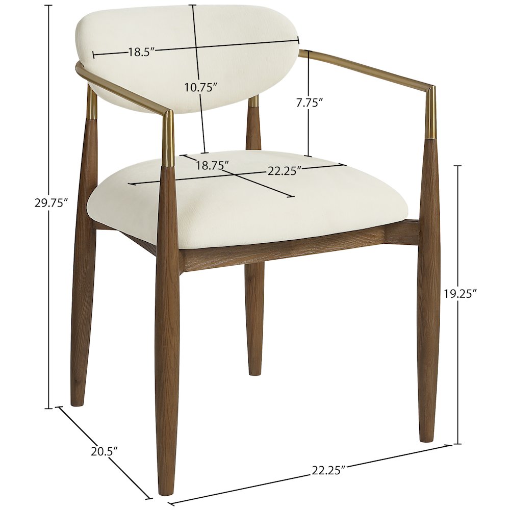 Riccio Cream Performance Fabric Upholstered Dining Arm Chair, Set of 2