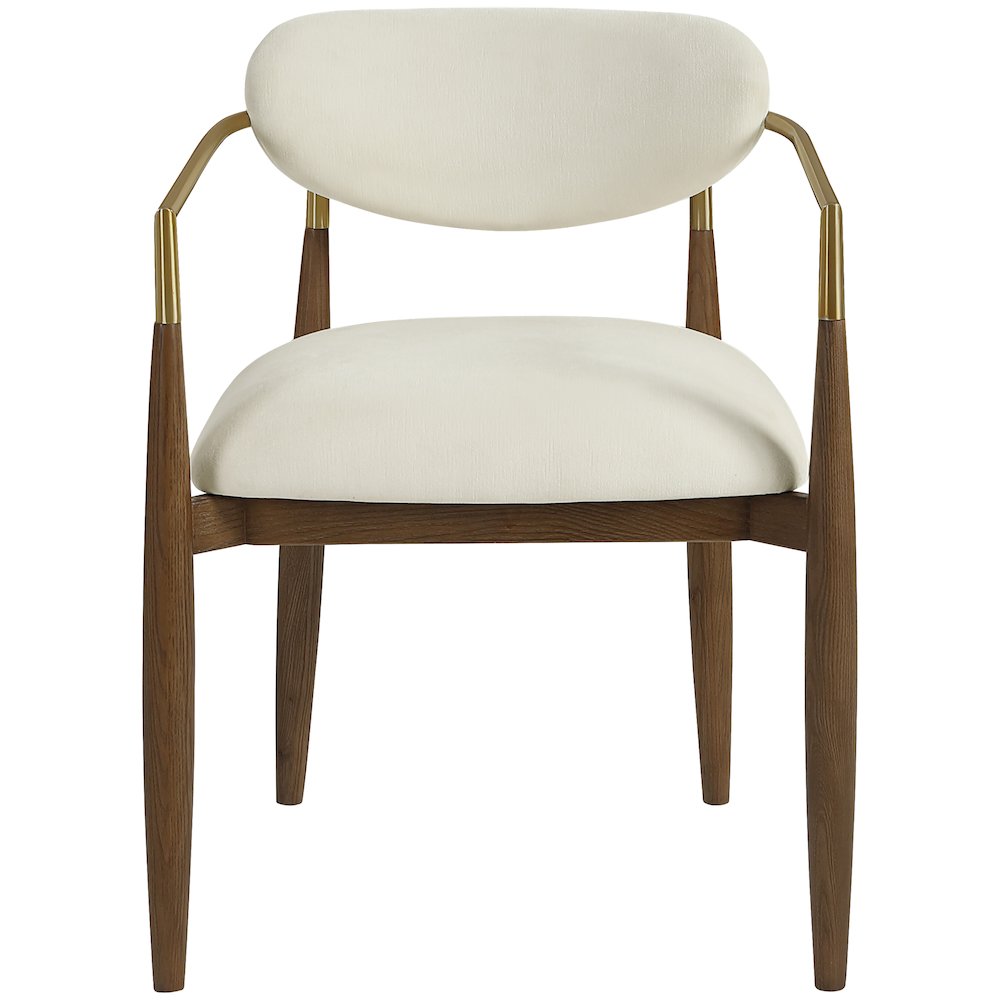 Riccio Cream Performance Fabric Upholstered Dining Arm Chair, Set of 2
