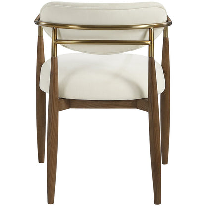 Riccio Cream Performance Fabric Upholstered Dining Arm Chair, Set of 2