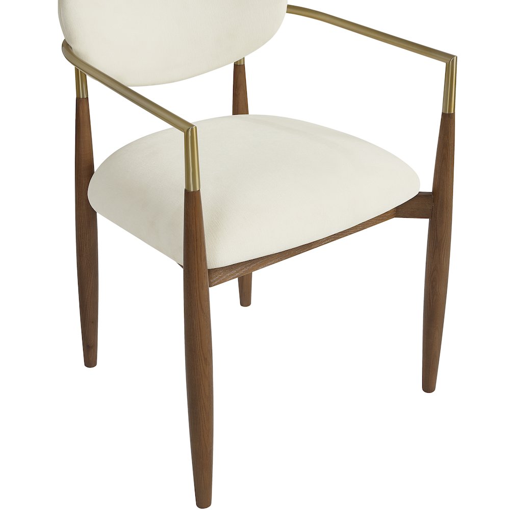 Riccio Cream Performance Fabric Upholstered Dining Arm Chair, Set of 2
