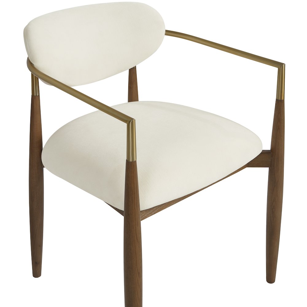Riccio Cream Performance Fabric Upholstered Dining Arm Chair, Set of 2