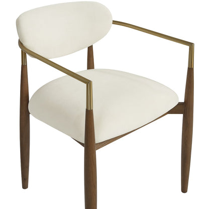 Riccio Cream Performance Fabric Upholstered Dining Arm Chair, Set of 2