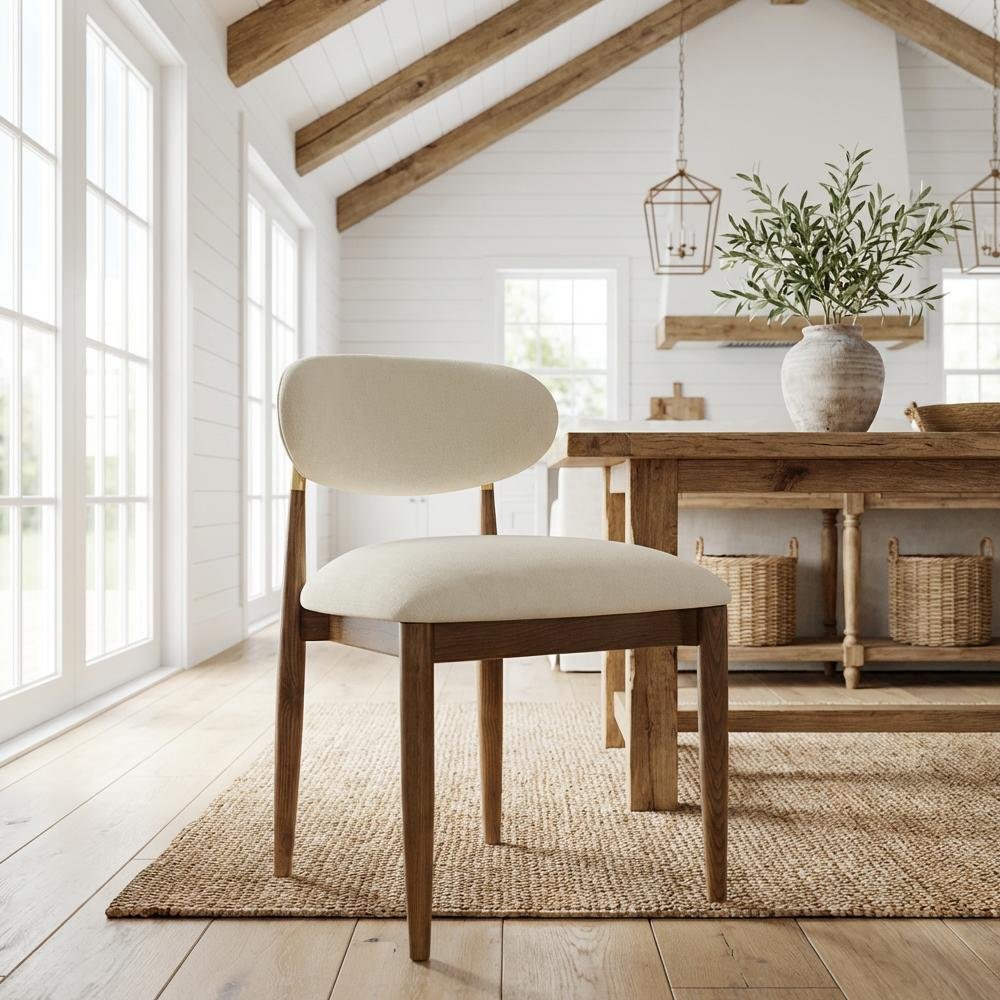 Stained Performance Fabric Upholstered Dining Side Chair Set of 2