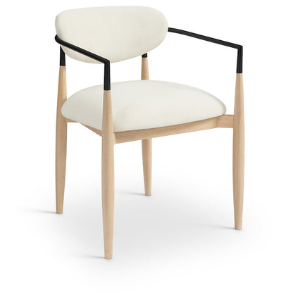 Riccio Cream Performance Fabric Upholstered Dining Arm Chair, Set of 2