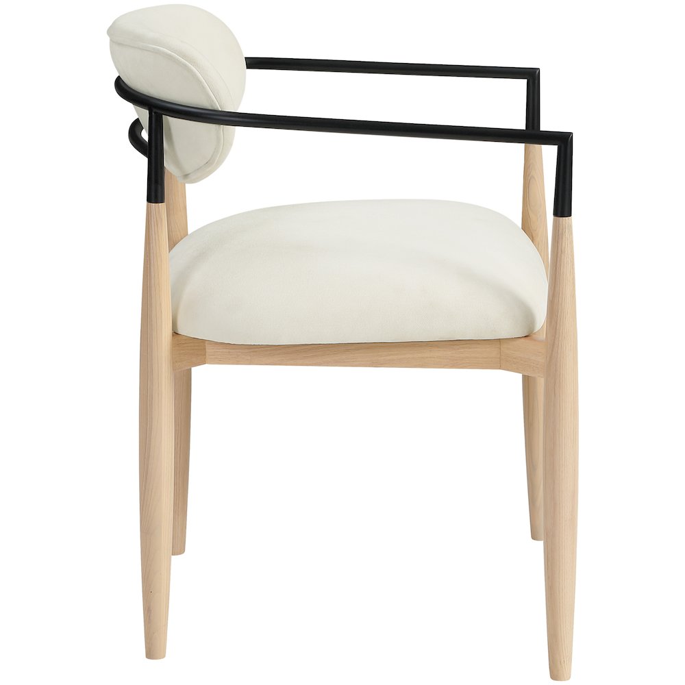 Riccio Cream Performance Fabric Upholstered Dining Arm Chair, Set of 2