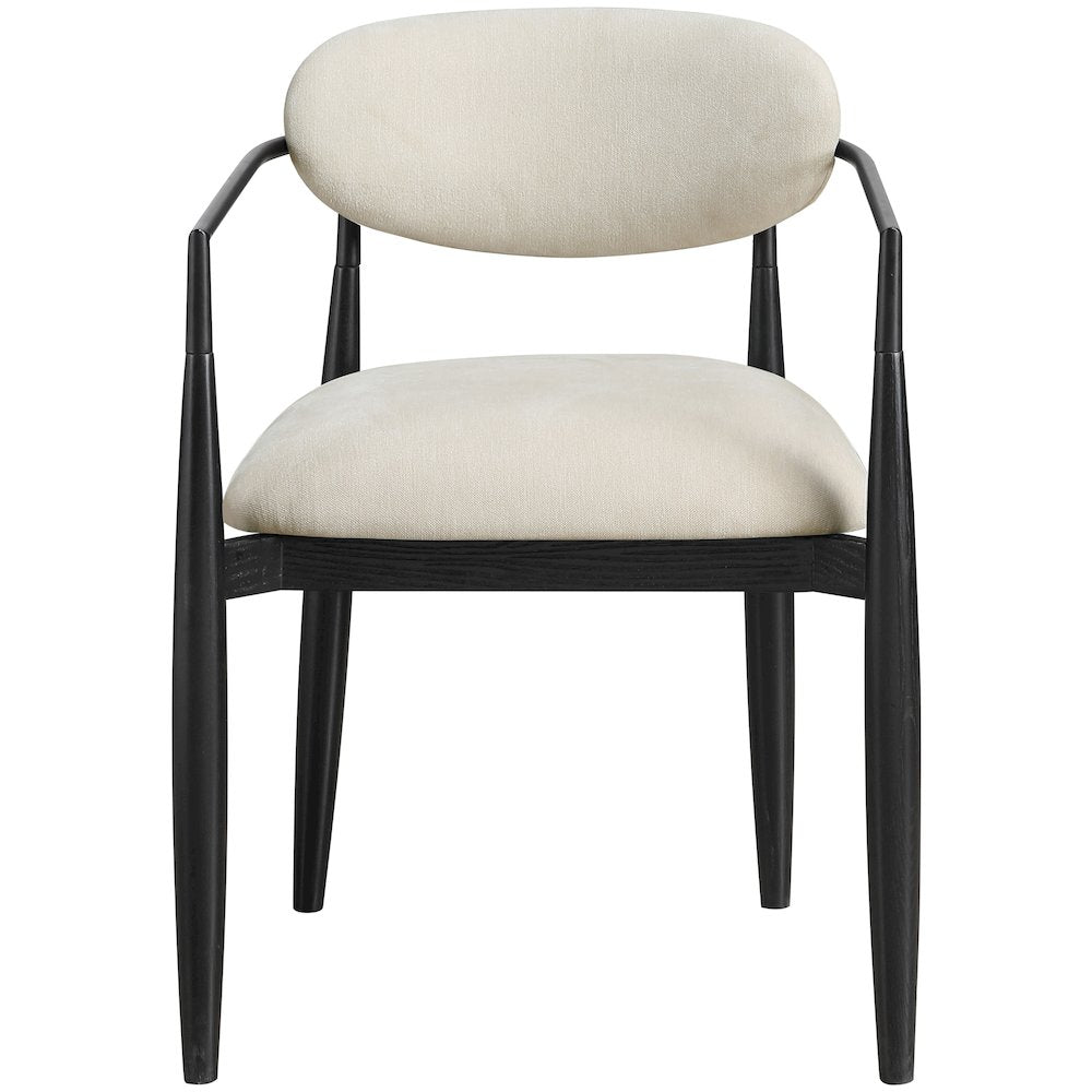Riccio Beige Performance Fabric Upholstered Dining Arm Chair, Set of 2