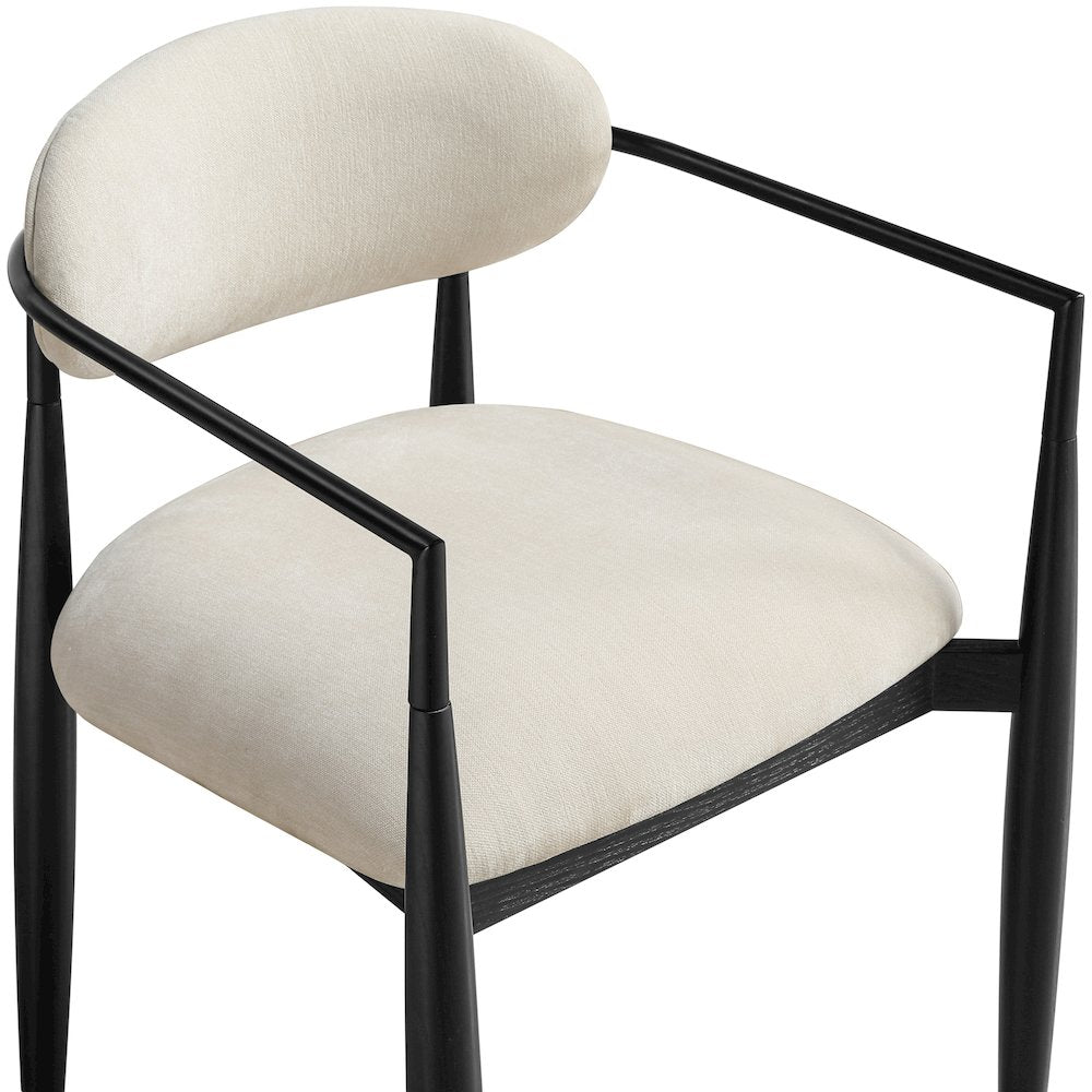 Riccio Beige Performance Fabric Upholstered Dining Arm Chair, Set of 2