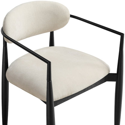 Riccio Beige Performance Fabric Upholstered Dining Arm Chair, Set of 2