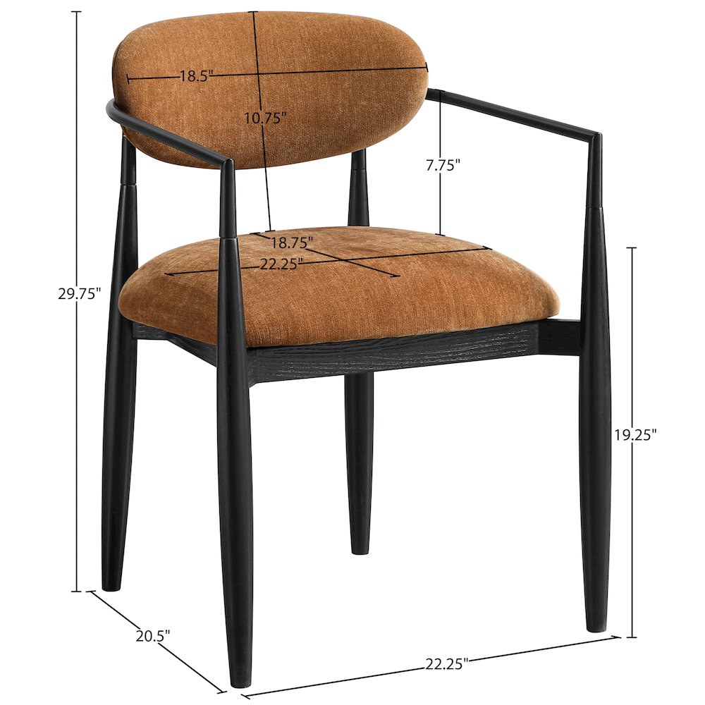 Riccio Cognac Performance Fabric Upholstered Dining Arm Chair, Set of 2
