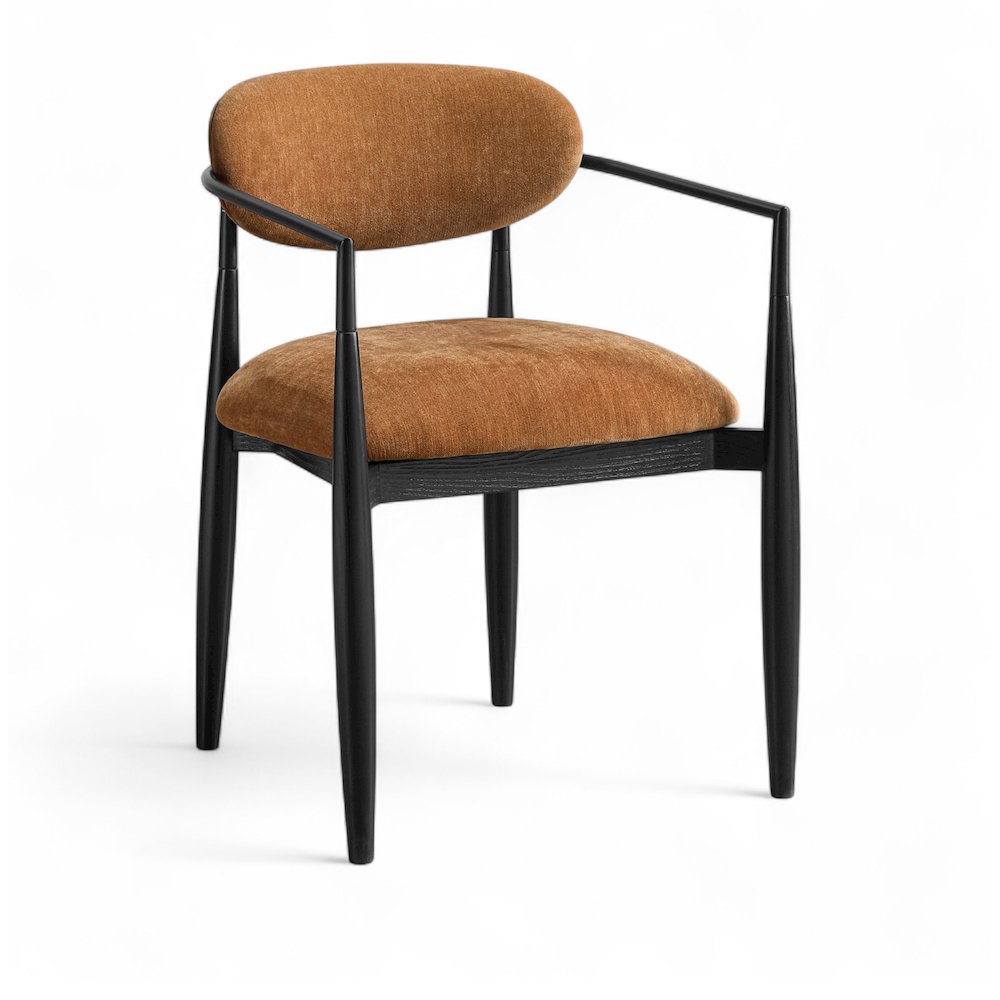 Riccio Cognac Performance Fabric Upholstered Dining Arm Chair, Set of 2