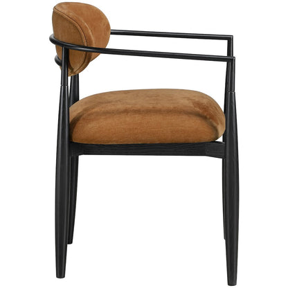 Riccio Cognac Performance Fabric Upholstered Dining Arm Chair, Set of 2