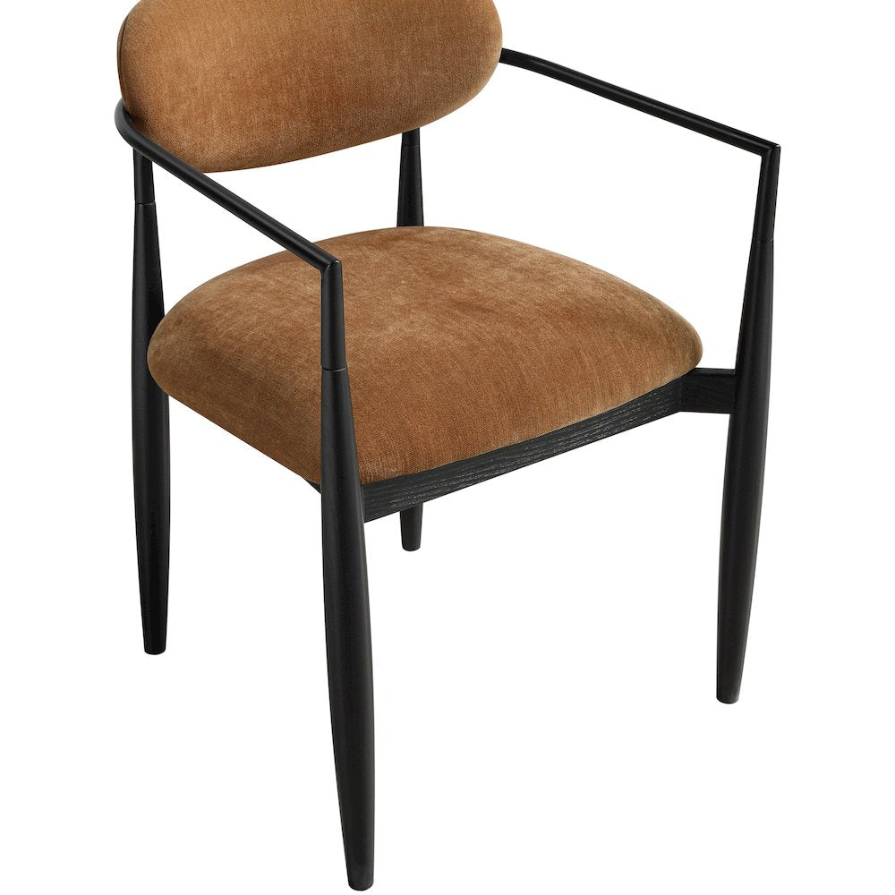 Riccio Cognac Performance Fabric Upholstered Dining Arm Chair, Set of 2